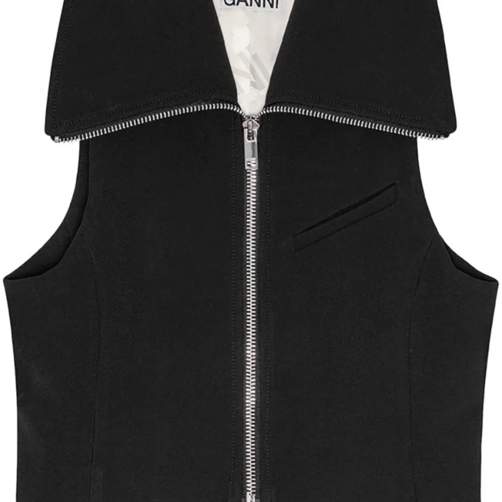 GANNI Black Sleeveless Zip-Up Vest